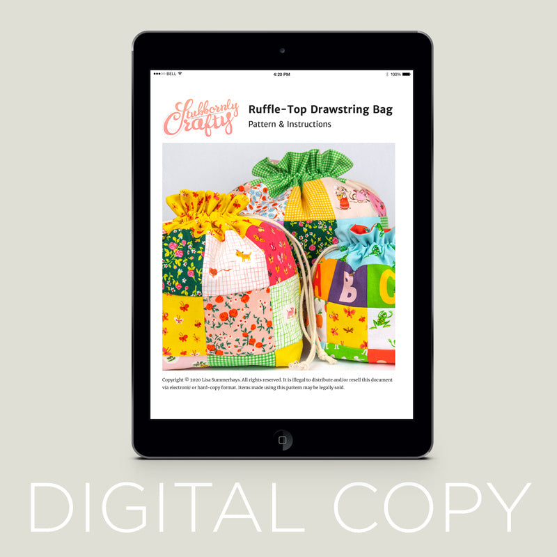 Digital Download - Patchwork Ruffle-Top Drawstring Bag Pattern Primary Image