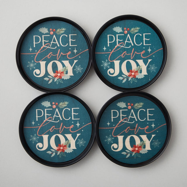 Peace, Joy, Love Mason Jar Lid Coaster - FOR WEBSITE & HOLIDAY STORE Primary Image