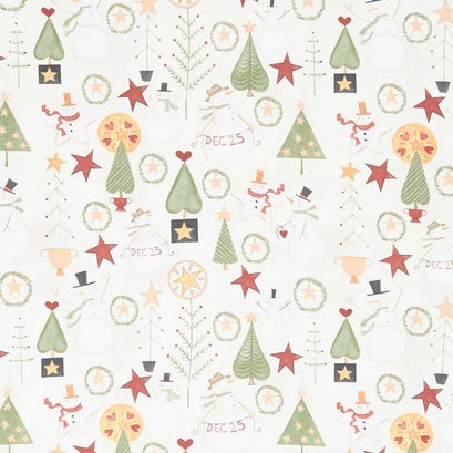 Kringle - Jacks and Trees Cream Yardage