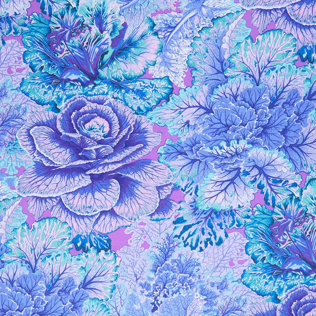 Kaffe Fassett Collective - August 2023 - Cool ColorwayCurly Kale Blue Yardage Primary Image