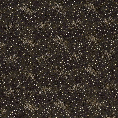 The Sun, the Moon, and the Stars! - Dragonflies Black Yardage