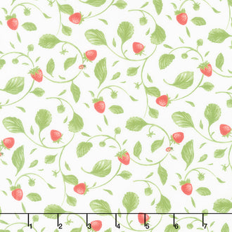 Strawberry Garden - Small Tossed Vine Multi Yardage
