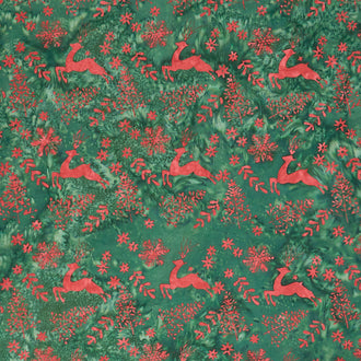 Holiday At Home Batiks - Deer Green Grass Yardage