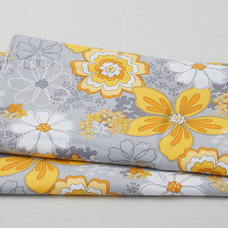 Gray and Yellow Floral One Yard Cut