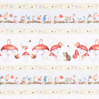 Bramble Patch - Toadstool Border Blue/Yellow Yardage