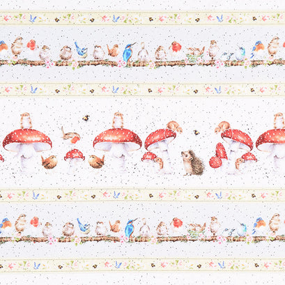 Bramble Patch - Toadstool Border Blue/Yellow Yardage