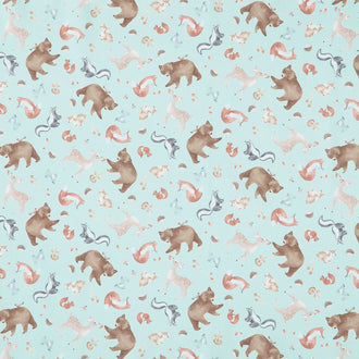 Into The Woods - Tossed Forest Animals Sage Yardage