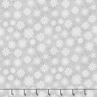 Snowy Tidings - Snowflakes Gray Yardage