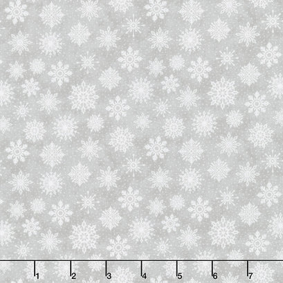 Snowy Tidings - Snowflakes Gray Yardage