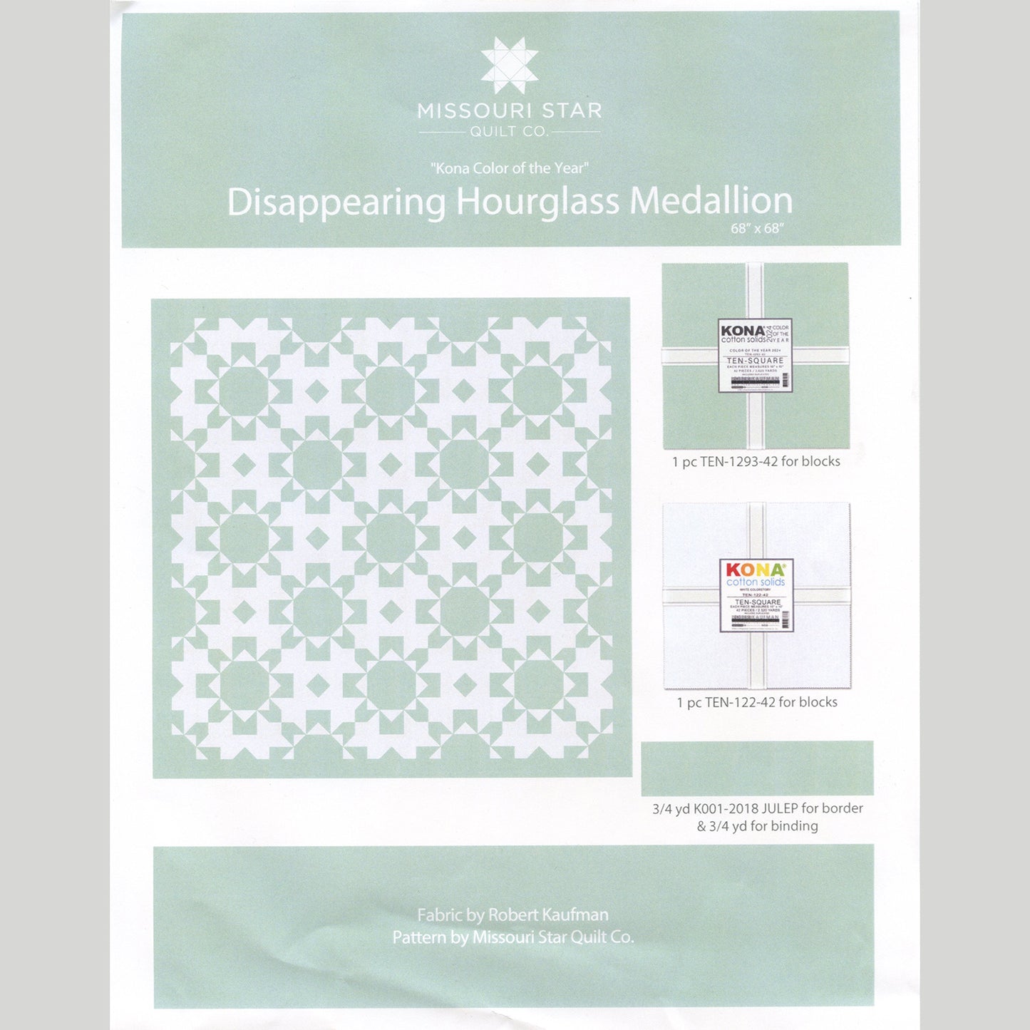 Missouri Star Kona Cotton Solid 2024 Color of the Year Disappearing Hourglass Medallion Quilt Kit Alternative View #2