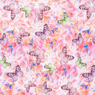 Neon Nature - Watercolor Floral & Butterflies Yardage
