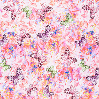 Neon Nature - Watercolor Floral & Butterflies Yardage