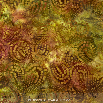 Primo Batiks - Desert Sky Dotty Fusion Olive/Rust Multi Yardage
