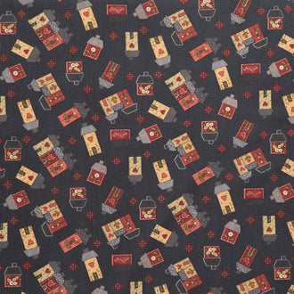 Home Sweet Home - Small House Toss Black Yardage
