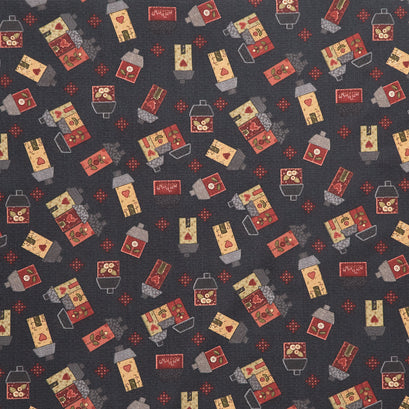 Home Sweet Home - Small House Toss Black Yardage