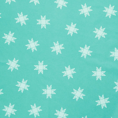 Missouri Star Quilt Backs - Quilt Town Tossed Missouri Star Aqua 108" Wide Backing