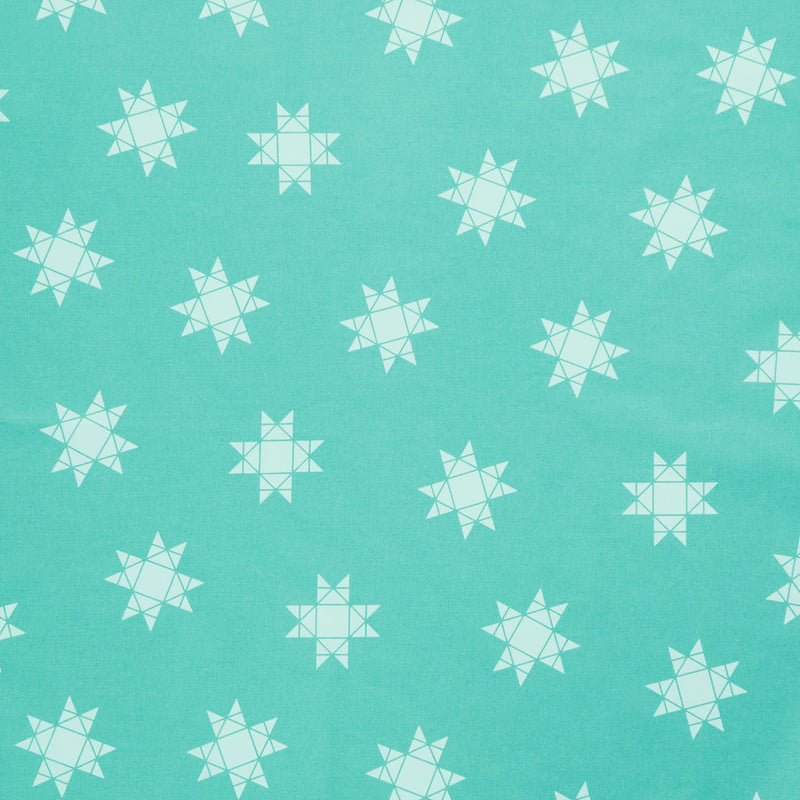 Missouri Star Quilt Backs - Quilt Town Tossed Missouri Star Aqua 110" Wide Backing Primary Image