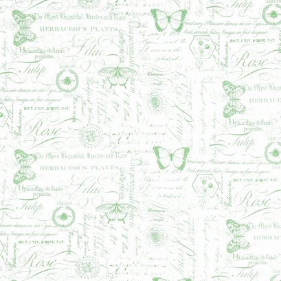Deborah's Garden - Toile White Green Yardage