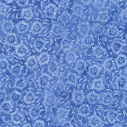 Pebbles and Daisies Batiks - Pressed Flowers Got the Blues Yardage