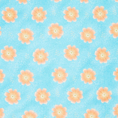 Blooming Medium Floral with Dots - Teal Scuba Yardage