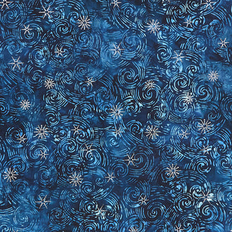Artisan Batiks - Winter Wonderland Swirls Ocean Metallic Yardage