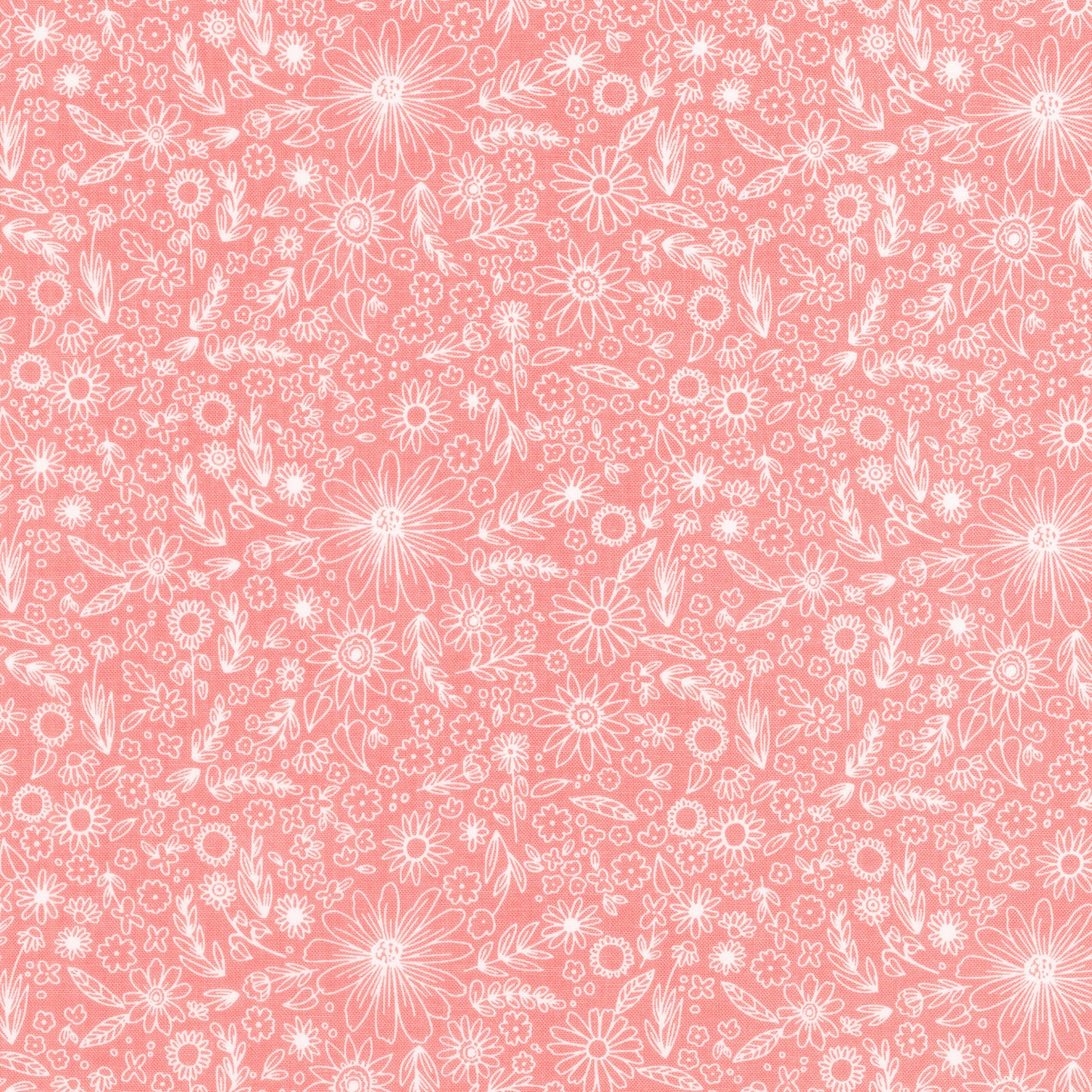 Homemade - Outlined Flowers Coral Yardage Primary Image
