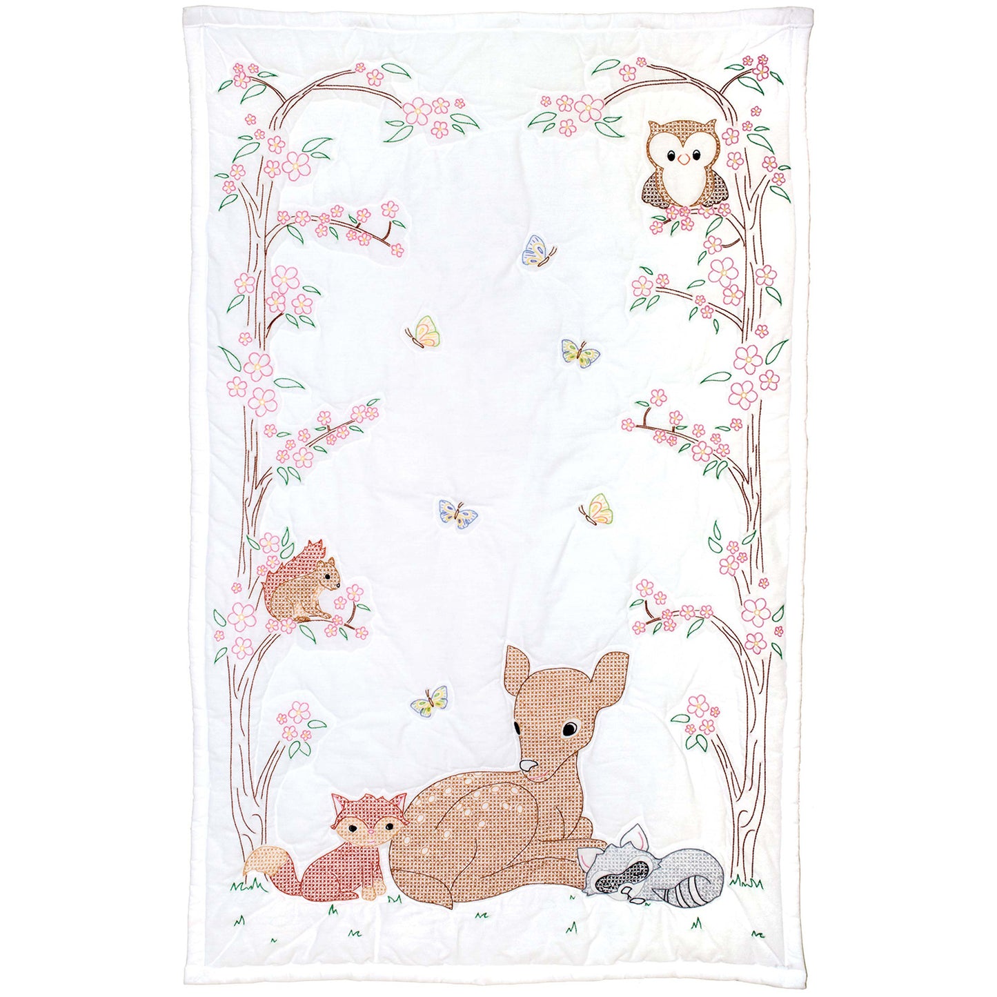 Deer & Friends Embroidery Crib Quilt Top Primary Image