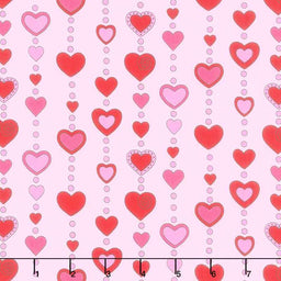 Love Me Do - Beaded Hearts Pink Yardage Primary Image