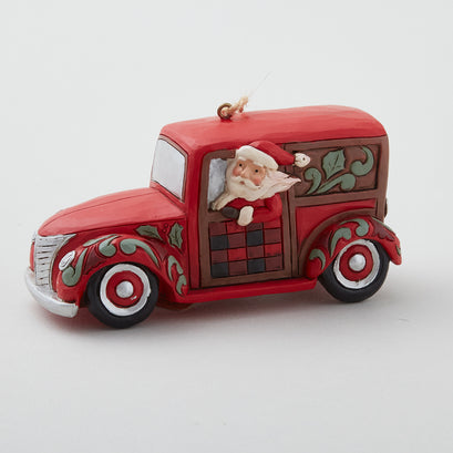 Jim Shore Heartwood Creek Santa Woodie Wagon Ornament