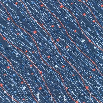 Fired Up - Streamers and Stars Blue Yardage