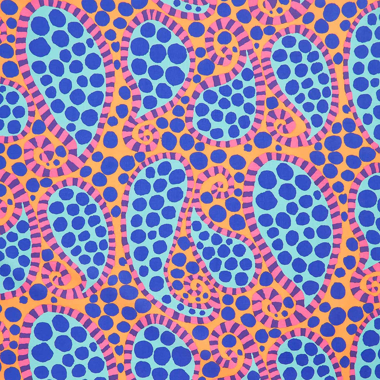 Kaffe Fassett Collective - August 2023 - Cool ColorwayPaisley Dot Orange Yardage Primary Image