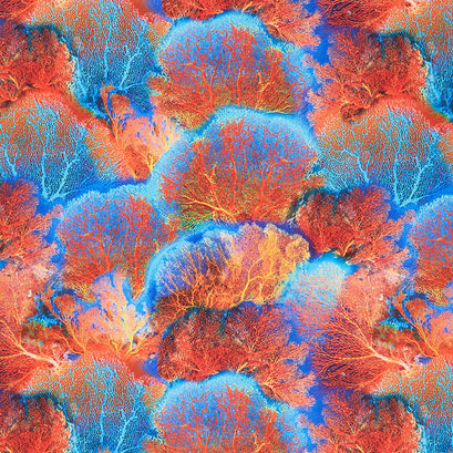 Jewels of the Sea - Coral Multi Digitally Printed Yardage
