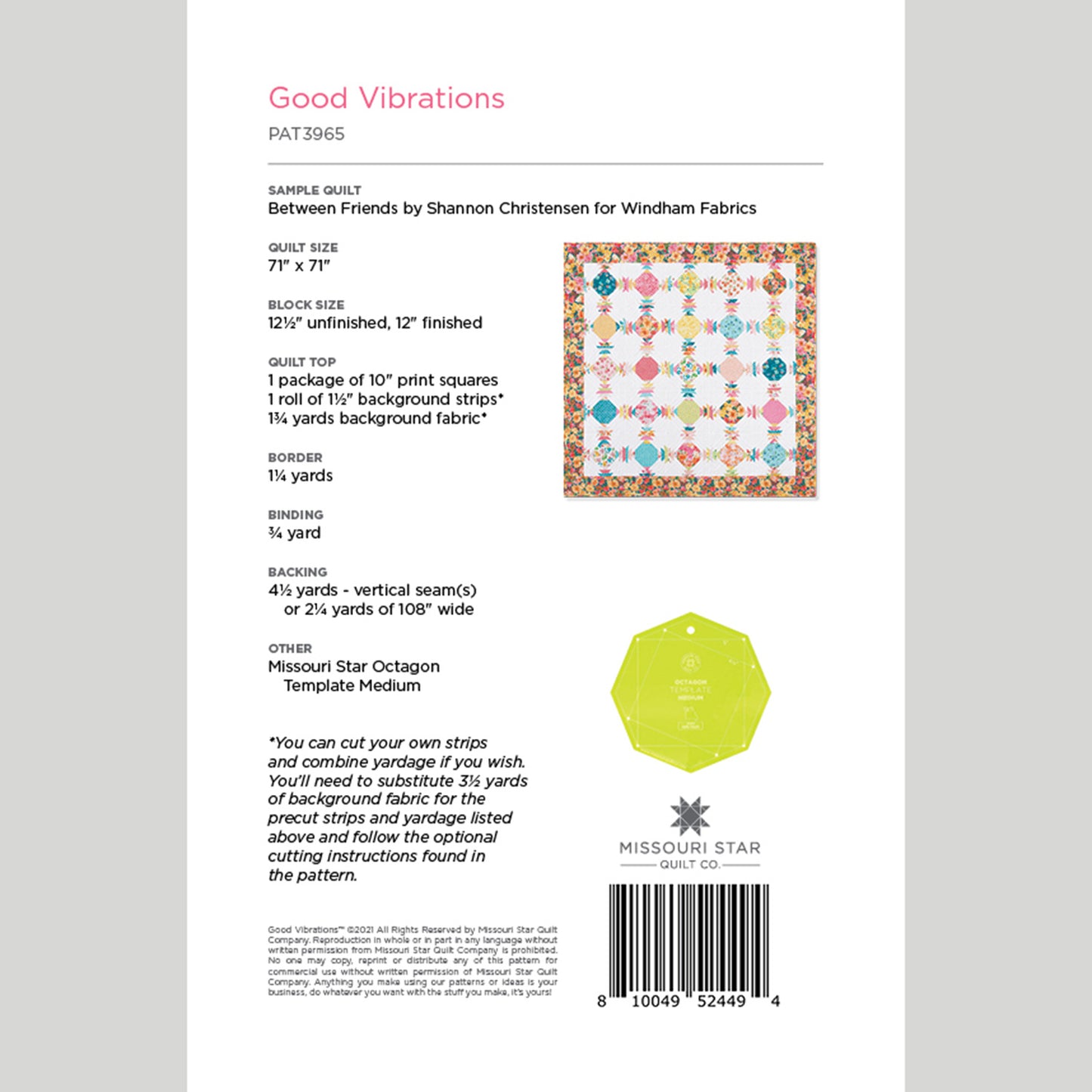 Digital Download - Good Vibrations Quilt Pattern by Missouri Star Alternative View #1