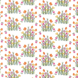 Floralicious - Stems White Yardage