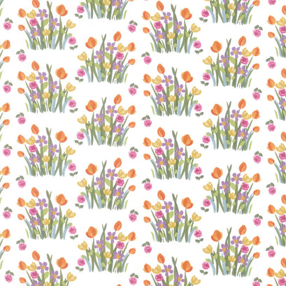 Floralicious - Stems White Yardage