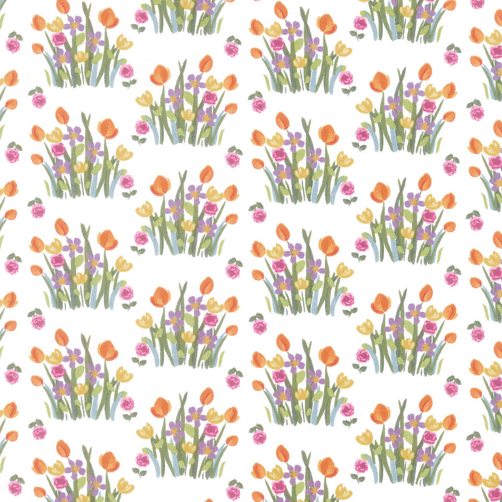 Floralicious - Stems White Yardage Primary Image
