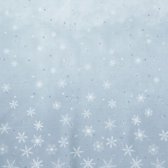 Ombre Flurries Metallic - Snowflakes Platinum Yardage