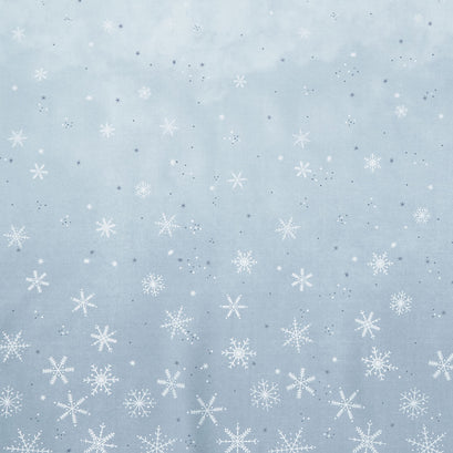 Ombre Flurries Metallic - Snowflakes Platinum Yardage