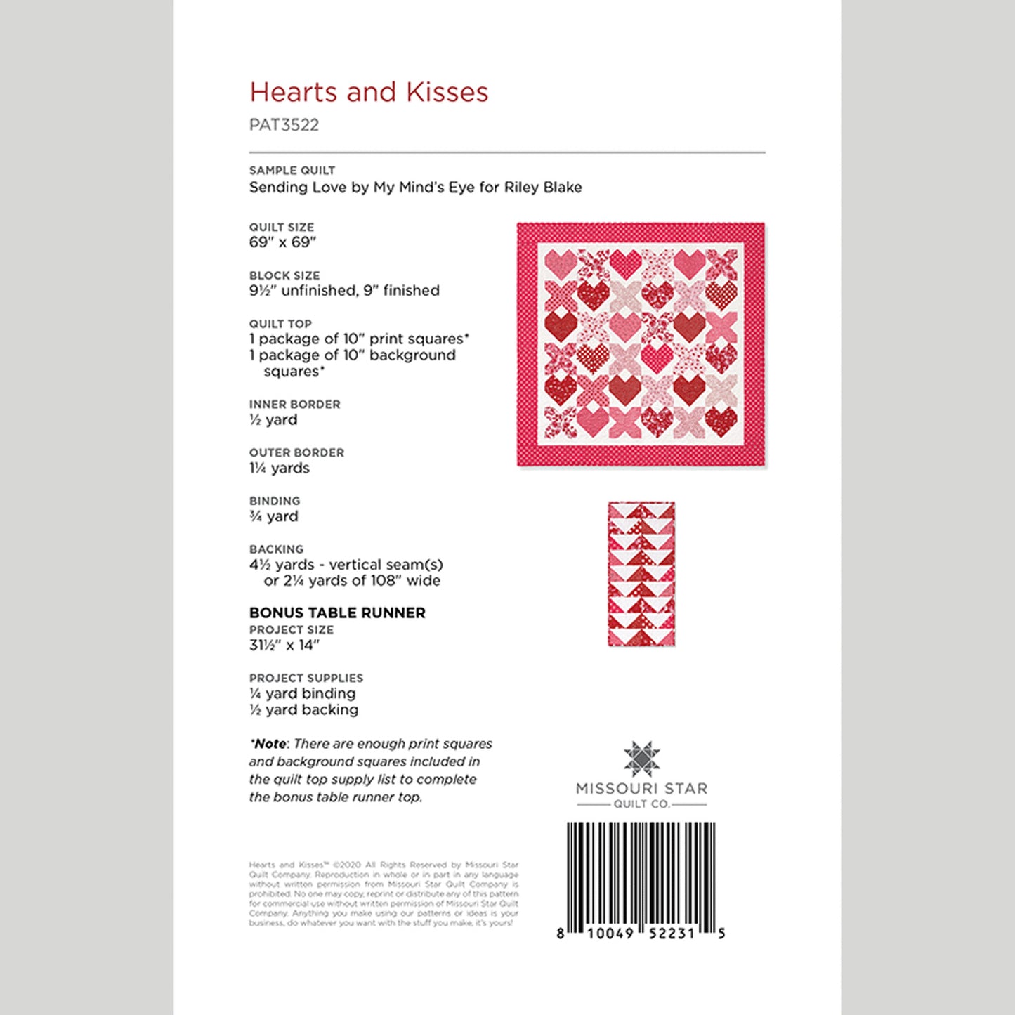 Digital Download - Hearts and Kisses Quilt Pattern by Missouri Star Alternative View #1