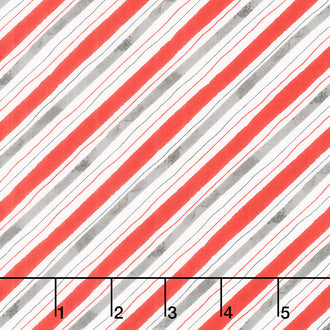 Snowy Tidings - Diagonal Stripes White Yardage