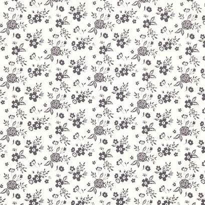 Black Tie - Floral Off White Yardage