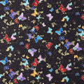 Wings of Gold - Tossed Butterflies Black Metallic Yardage Primary Image