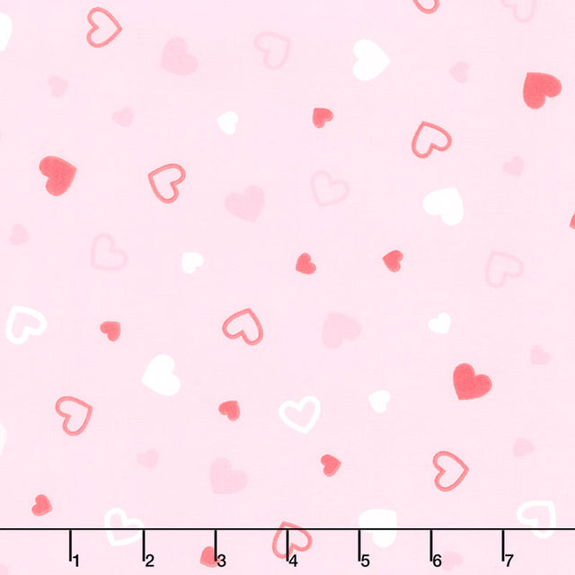 Cozy Cotton Flannels - Hearts Pink Yardage Primary Image