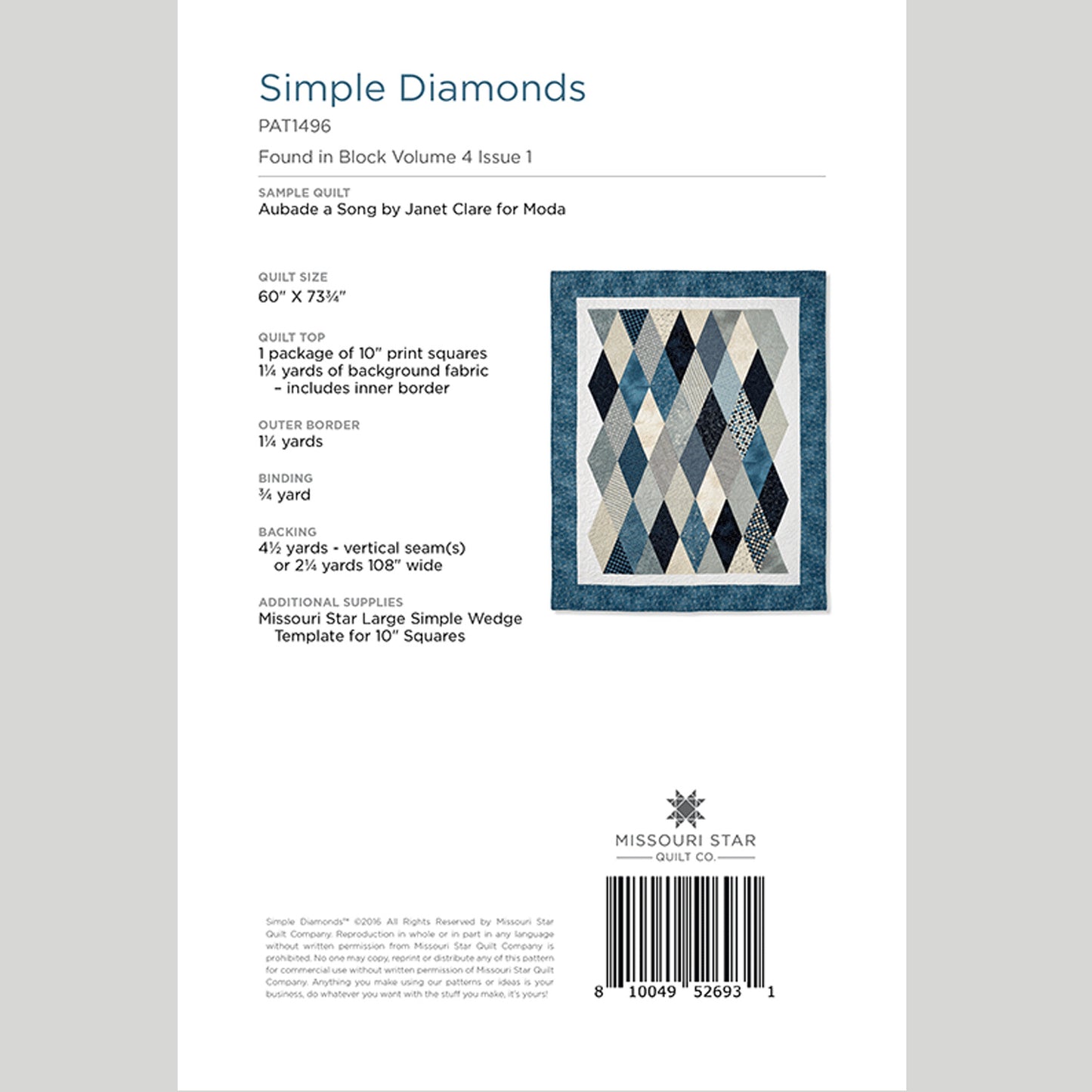 Digital Download - Simple Diamond Quilt Pattern by Missouri Star Alternative View #1