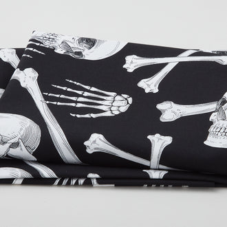 Scaredy Cat - Skeletons Black 2 Yard Cut