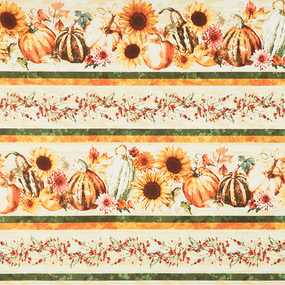 Fall into Autumn - Border Stripe Cream Yardage