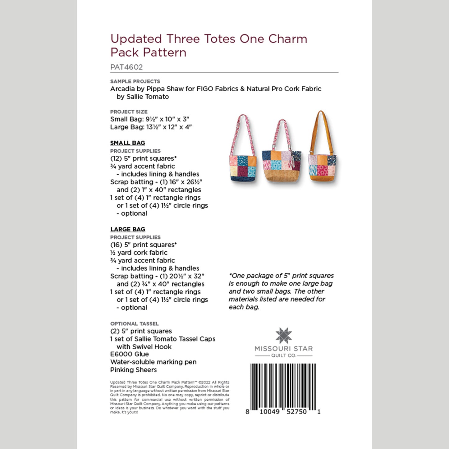 Digital Download - Updated Three Totes One Charm Pack Pattern by Missouri Star Alternative View #1