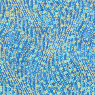 Shimmer Paradise - Wave Texture Blue Multi Metallic 108" Wide Backing