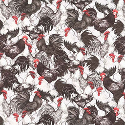 Proud Rooster - Packed Roosters Ivory Yardage Primary Image