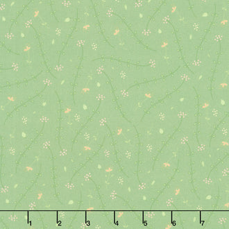 Blooming Tossed Vines - Green Ivy Yardage